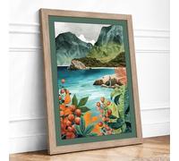 Botanical Haven Coastal Framed Wall Art Print A4 (29.7×21cm) Oak, Wall Decor for Living Room, Bedroom, Office & Home, Ready to Hang, Art Gift