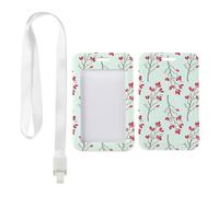 Botanical ID Card Holders with White Lanyard, Swipe Card Holder, Vertical Cards Protector for Office, Vertical Name Badges Protector for School, Bus Driver Accessories Nurse Essentials Work