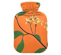 Botanical Illustration Orange Minimal Travel hot Water Bottle with Soft Cover, 2L Warm Compress for Hot and Cold Therapies, Period Cramps