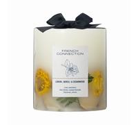 French Connection Botanical Infused Scented Pillar Candle | Real Dried Botanicals | Vegetable Wax Blend | 5% Fragrance Oil | Long-Lasting Home Fragrance Gift (Medium, Lemon, Neroli & Cedarwood)