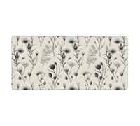 Botanical Ink Sketch Print Mouse Pad Large Mouse Pad for Desk, Non-Slip Gaming Mousepad 16x35.5in