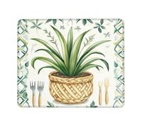 Botanical Inspired Mouse Pad, Green Aloe Plant Design, Perfect for Spring and Summer Decor, Bohemian Style Desk Accessory, Non-Slip, Ideal for Home and Office Use Square 8x10 Inch