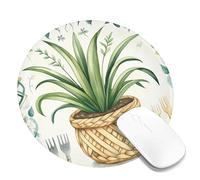 Botanical Inspired Mouse Pad, Green Aloe Plant Design, Perfect for Spring and Summer Decor, Bohemian Style Desk Accessory, Non-Slip, Ideal for Home and Office Use Round 8x8 Inch