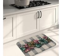 Botanical Kitchen Mats for Floor, Colorful Leaves Artistic Soft Mats, Cushioned Comfort Washable Non Slip Decor Rugs for Sinks Laundry Room Bathroom 20x31 Inch