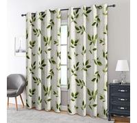 Botanical Leaf Curtains Blackout, 66x72 Inch 2 Panels - Green Leaves Pattern Black Out Curtains, Home Decor, 72 Drop Eyelet Window Drapes for Bedroom, Living Room A&BI151
