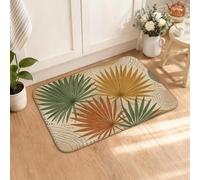 Botanical Leaf Rug Set Monstera Leaves Bohemian Kitchen Rugs 16x24 Inch | Botanical Leaf Prints, Kitchen Mats For Floor, Earthy Color Palette, Modern Organic Style, Kitchen Floor Runners