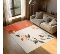 Botanical Leaf Rugs Living Room, Modern Plant Leaves Area Rugs for Bedroom Home Decor, Washable Non Slip Short Pile Carpet 120x170 with Gripper P-&46