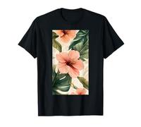Botanical Leaves Flowers Elegant Floral Hibiscus T-Shirt