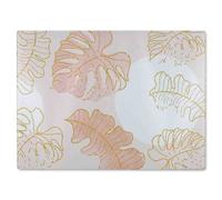 Botanical Leaves Line Art Watercolour Glass Chopping Board Benjamin Tate Design Natural One Size