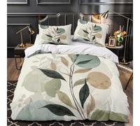 Botanical Leaves Quilt Cover 3D Design Printed Super Soft 3 Pcs Bedding Set Zipper Modern Abstract Comforter Cover Ultra Soft Washable for Kids Adults Women Teens Youth Boys Single（140x200cm）