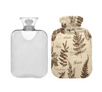 Botanical Leaves Retro Vintage Cute hot Water Bottle with Soft Cover 2L Water Bottle Bag for Neck Shoulder Warmer Hand Feet Warmer bolsas de agua Caliente para Dolores