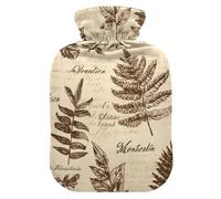 Botanical Leaves Retro Vintage hot Waterbottle with Soft Cover, 2L Warm Compress for Arthritis, Arthritis
