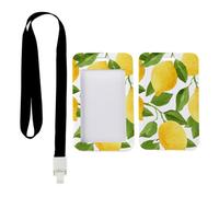 Botanical Lemon Design ID Card Holders with Black Lanyard, Nurse Badge Holder, Vertical Cards Protector for Staff, Vertical Name Badges Protector for Doctor, Nurse Essentials Accessories