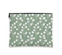 Botanical Makeup Bag, Green Leaves Vintage Cosmetic Travel Pouches for Women, Portable Small Canvas Zipper Organizer, Everyday Gift Skincare Toiletry Bag, Spring Essentials, Green, 7x9 Inch, Leaves
