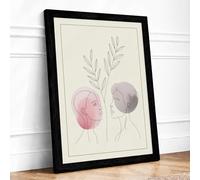 Botanical Minds Meeting Minimalist Framed Wall Art Print A3 (42×29.7cm) Black, Wall Decor for Living Room, Bedroom, Office & Home, Ready to Hang, Art Gift