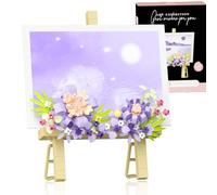 Botanical Mini Flower Bouquet Building Bricks Set - Creative STEM Desk Decor.Block Easel For Photo Easel & Message Plaques,DIY Craft Kit, Kids Adults Home Office Gift (Purple 357pcs)