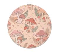Botanical Mushroom Forest Pattern Mushrooms Fanciful Small Mouse Pad | Botanical Illustration, Fern Leaves, Woodland Theme, Soft Color Palette, Nature Inspired Desk Accessory