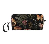 Botanical Mushroom Makeup Bag Water Resistant Travel Toiletry Organizer for Women Men Butterfly Flower Cosmetic Storage Pouch with Zipper Portable Small Tool Bag