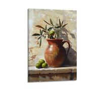 Botanical Olive Tree in Vessel Canvas Wall Art Hanging Paintings Poster Farmhouse Vintage Still Life Art for Living Room Bedroom Office Wall Decor 12x18inch(30x45cm)