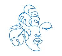 Botanical One Line Drawing Face Wall Sticker Bathroom Beauty Salon Abstract Wire Art Female Sculpture Portrait Wall Decal Extra Large - 66x72cm