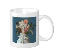 Botanical Pack Of 1 Printing Mug Beautiful Girl Blooming Floral Plant Skirt Aesthetic Funny blue green pink Ceramic Reusable Decorative Pantry Apartment Living Room Flat Bottom Cups 11 Ounce