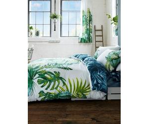 Botanical Palm Leaves Double Duvet Cover And Pillowcase Set