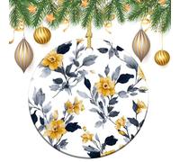 Botanical Pattern Daffodils Willow Leaves Christmas Tree Hanging Ornaments,2 Pieces, 7.2CM Round Double-Sided