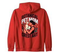 Botanical Pet Mom Crest Art Retro Dog and Cat Zip Hoodie