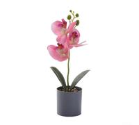 Botanical Potted Ornament Featuring Orchid Form for Spatial Softening in Angular Modern Architecture and Furniture Layouts (Pink)