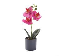 Botanical Potted Ornament Featuring Orchid Form for Spatial Softening in Angular Modern Architecture and Furniture Layouts (Red)
