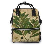 Botanical Print On Old Book Page Diaper Bag Multi-Function Waterproof Travel Backpack Nappy Bags for Baby Care Large Capacity Stylish and Durable