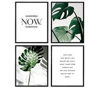 Botanical Prints Leaf Wall Art, Motivational Wall Art Prints Canvas Poster, 11x14 Prints Unframed Set of 4, Plant Posters Aesthetic for Bedroom Decor