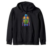Botanical Skeleton Radiance, Psychedelic Nature Anatomy Zip Hoodie