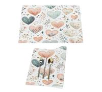 Botanical Spring Floral Love Heart Vinyl Placemats Set of 1 for Dining Tables,Kitchen Table Mats Heat Resistant Washable Wipeable PVC Place Mat