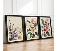 Botanical Studies Triptych Botanical Set of 3 Framed Wall Art Prints A3