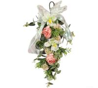 Botanical Style Artificial Wreath With Simulated Lily And Camellia Blooms For Residential And Venue Decoration(Door lintel)
