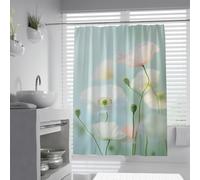 Botanical Watercolor Shower Curtain for Boho Bathroom White & Blush Blooms Waterproof Fabric Bath Curtains Decoration Machine Washable 200 x 220 cm