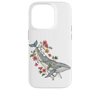 Botanical Whale Illustration with Ocean Flowers Case for iPhone 14 Pro