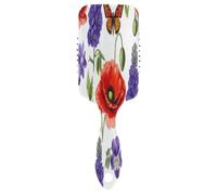 Botanical Wildflowers Red Poppies Air Cushion Brush, Detangling Hair Brush, Anti Static Brush, Travel Hair Brushes Women