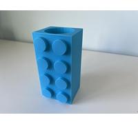 Botanicals brick style vase for flowers, brushes, kitchen tools (Light Blue)