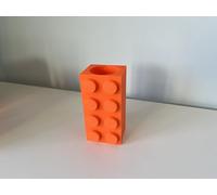 Botanicals brick style vase for flowers, brushes, kitchen tools (Orange)