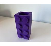 Botanicals brick style vase for flowers, brushes, kitchen tools (Purple)