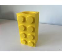 Botanicals brick style vase for flowers, brushes, kitchen tools (Yellow)