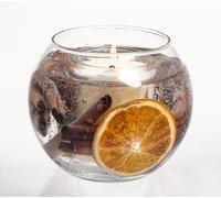 Botanicals Cinnamon & Orange Reusable Fish Bowl Candle Seasonal with real fruit & spice suspended