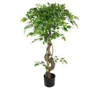 Artificial Japanese Fruticosa Tree Twisted Ficus 120Cm Leaf Design UK Botanik, Green