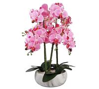 Orchid Artificial Pink Marble Effect Ceramic Planter Botanik Leaf Green One Size