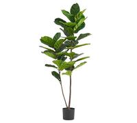 Botanik Leaf Design UK Plant Black Plastic Pot, Green, 150cm Premium Artificial Fiddle Fig Tree