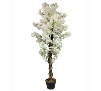 Artificial Blossom Tree White 150cm 5ft Realistic Faux House Plant Fully Potted Botanik Leaf White One Size