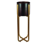 Botanik Tall Gold Stand with Black Metal Planter 62cm x 18cm