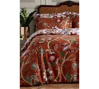 Botanist Floral 200TC Cotton Sateen Duvet Cover Set Paoletti Maroon Single
